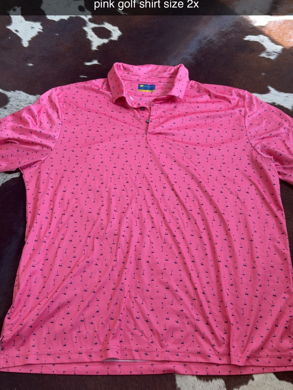 Men's Pink Golf Polo Shirt with Anchor Print
